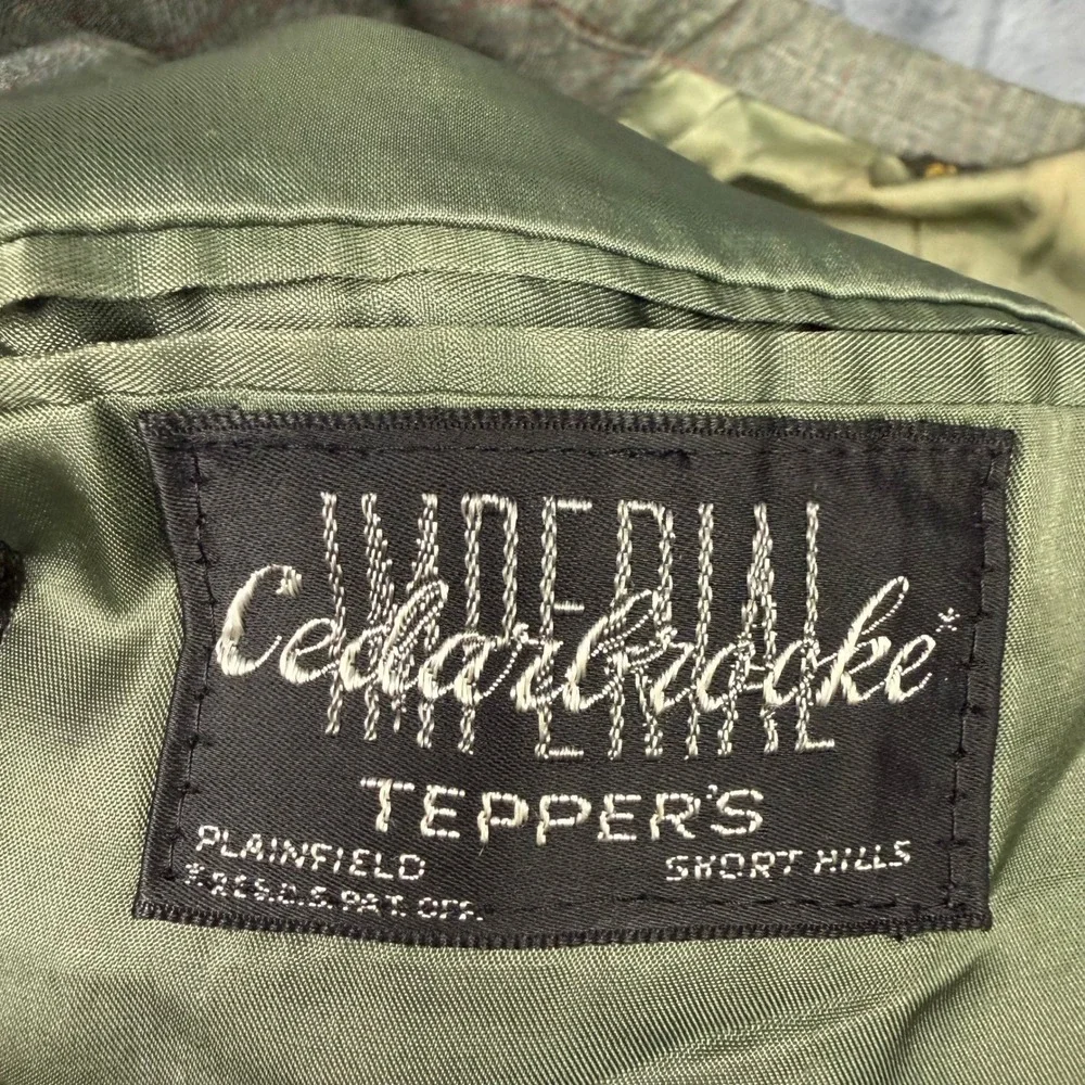 Vintage Cedarbrooke Teppers Pure Virgin Wool Plaid Blazer Mens 42 Reg 1972 Grey